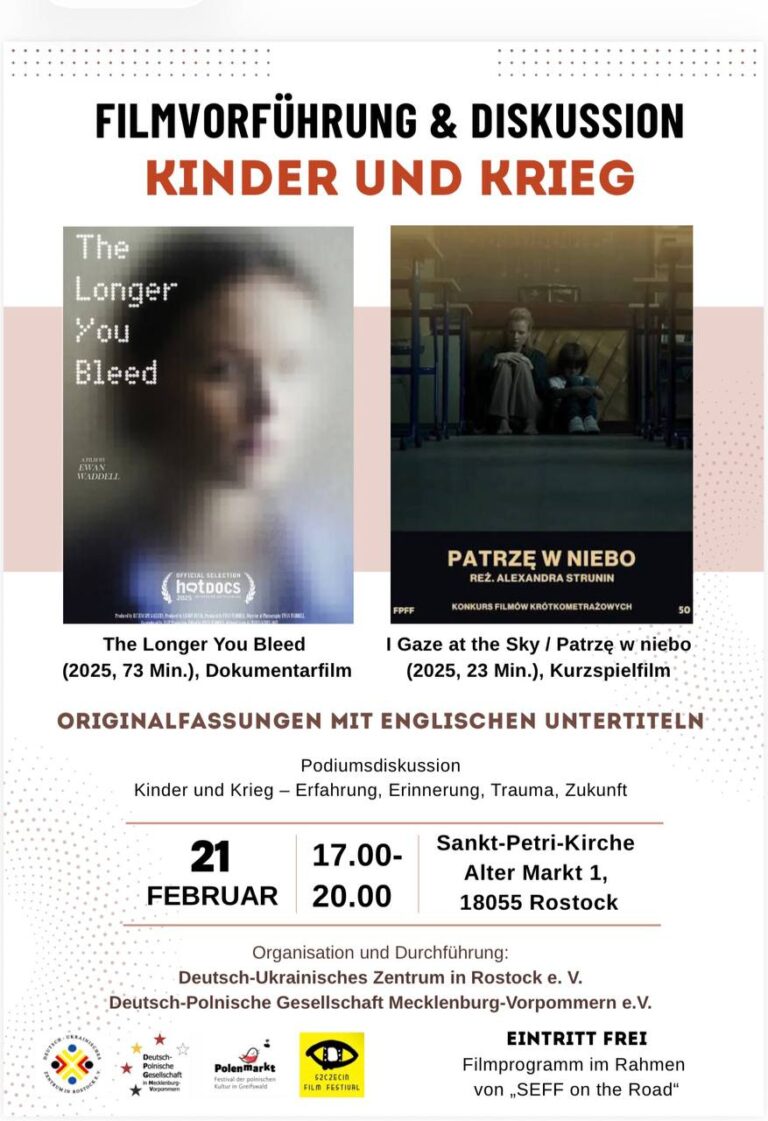 Filmvorführung und Podiumsdiskussion in der Sankt-Petri-Kirche Rostock: Kinder und Krieg im Fokus